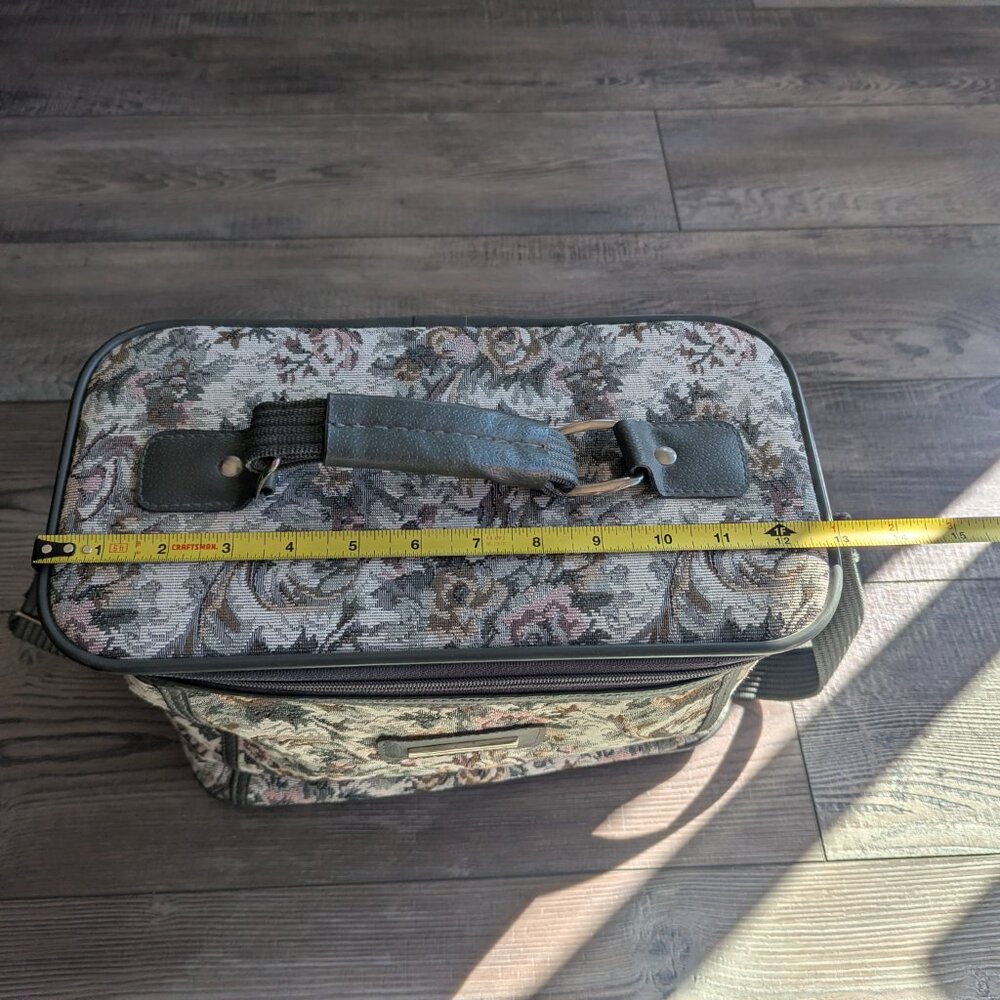Galleria Vintage Floral Tapestry Makeup Case Travel Bag Tote Shoulder Strap - Picture 14 of 16